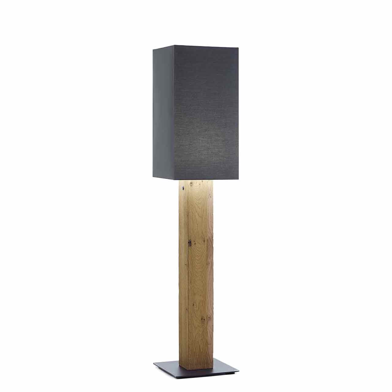 Hartmann NATURSTÜCKE - Stehlampe 7160-1052 Moderne Stehleuchte mit rechteckigem Stoffschirm in Anthrazit und massivem Standfuß aus Kerneiche.