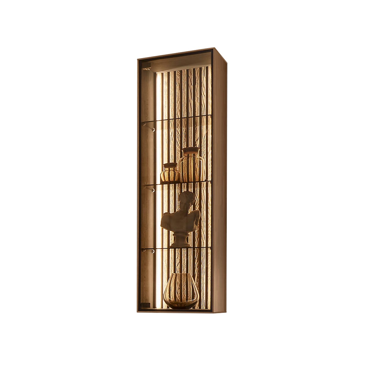 Hartmann SELINO - Hängevitrine 8560-8041 li. - Türanschlag links Moderne Hängevitrine aus hellem Massivholz mit Glastür, drei Glaseinlegeböden und heller Holzlamellen-Rückwand.
