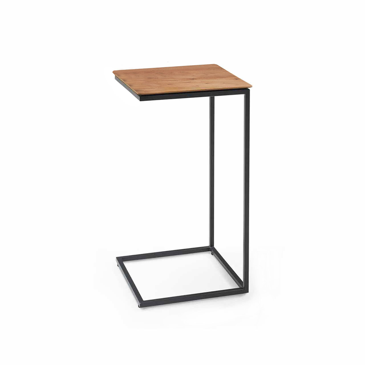Hartmann TORIDO - Beistelltisch 7270-1419 Kleiner Beistelltisch mit quadratischer Tischplatte aus dunkler Kerneiche und filigranem Metallgestell anthrazit.