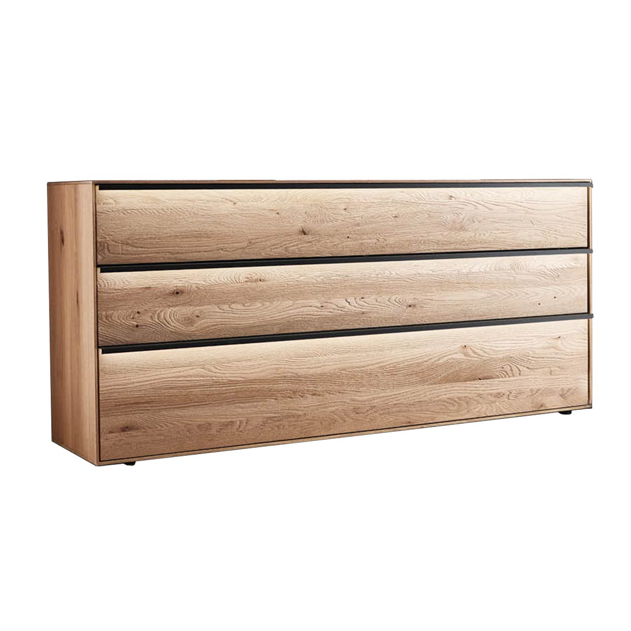 hartmann_ANEA_8530-4171_low-und-sideboard massives Lowboard aus Kerneiche Natur mit 1 Klappe & 2 Schubkästen