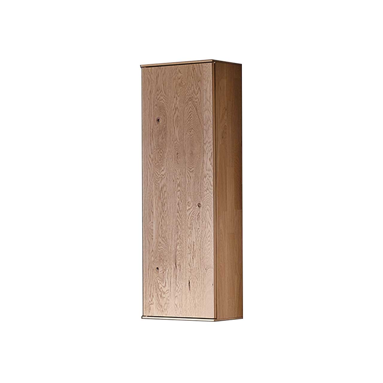 LINEA Leonardo Living - Hängeelement 8540-6046 Seitliche Ansicht eines schlichten Hängeschranks aus massiver Kerneiche Natur mit Holztür.