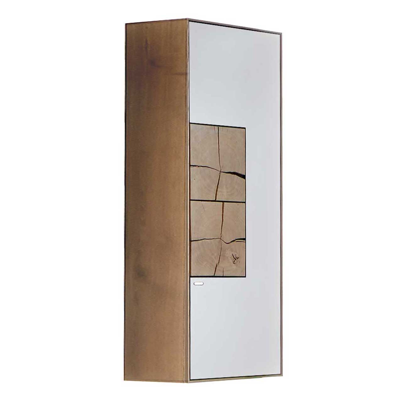Hartmann CAYA - Hängeelement 7170-7056W re - Türanschlag rechts Moderner Hängeschrank aus massiver Kerneiche Umato mit Mattglas weiß Tür und zwei dekorativen, rechteckigen Hirnholzscheiben.
