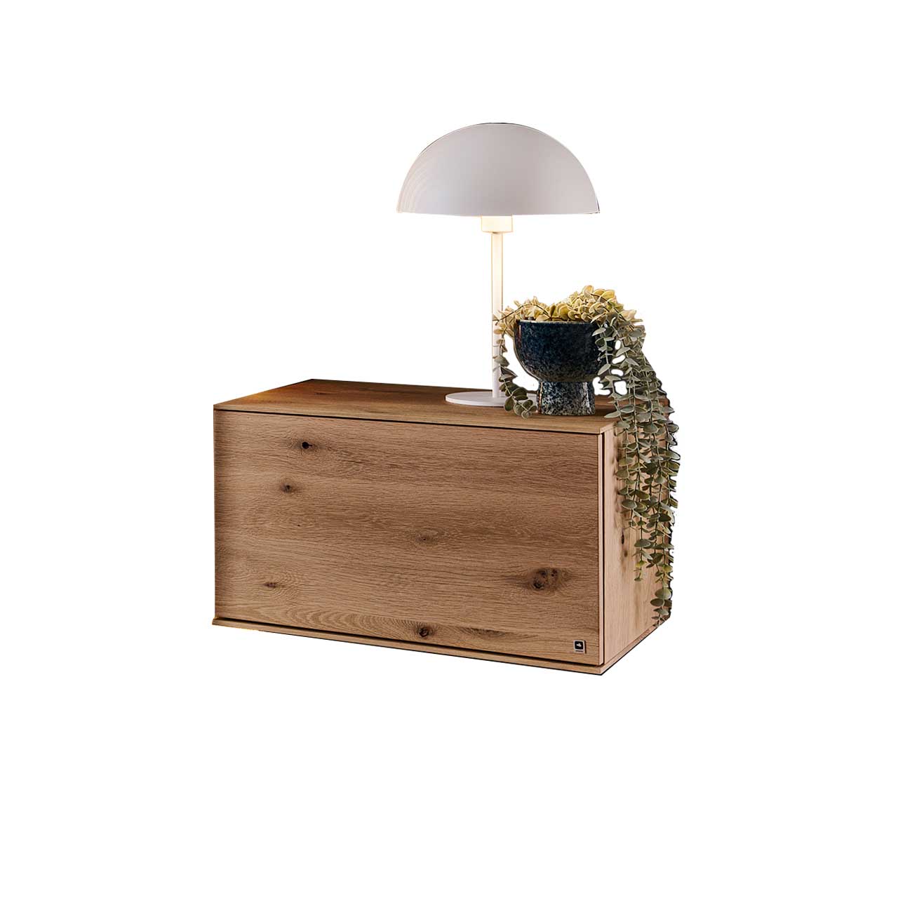 LINEA Leonardo Living - Hänge-Lowboard 8540-2061 Kleines Hängelowboard aus massiver Kerneiche Natur mit Klappe.
