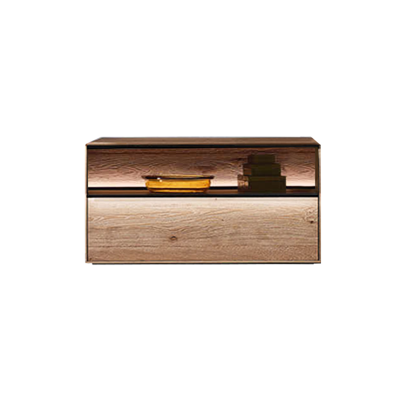 hartmann_ANEA_8530-3116_lowboard TV-Board aus massiver Kerneiche mit Schubkasten & Glasblende