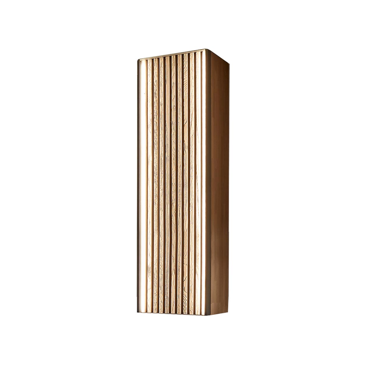 Moderner Hängeschrank aus hellem Massivholz mit Holz-Lamellen-Front.