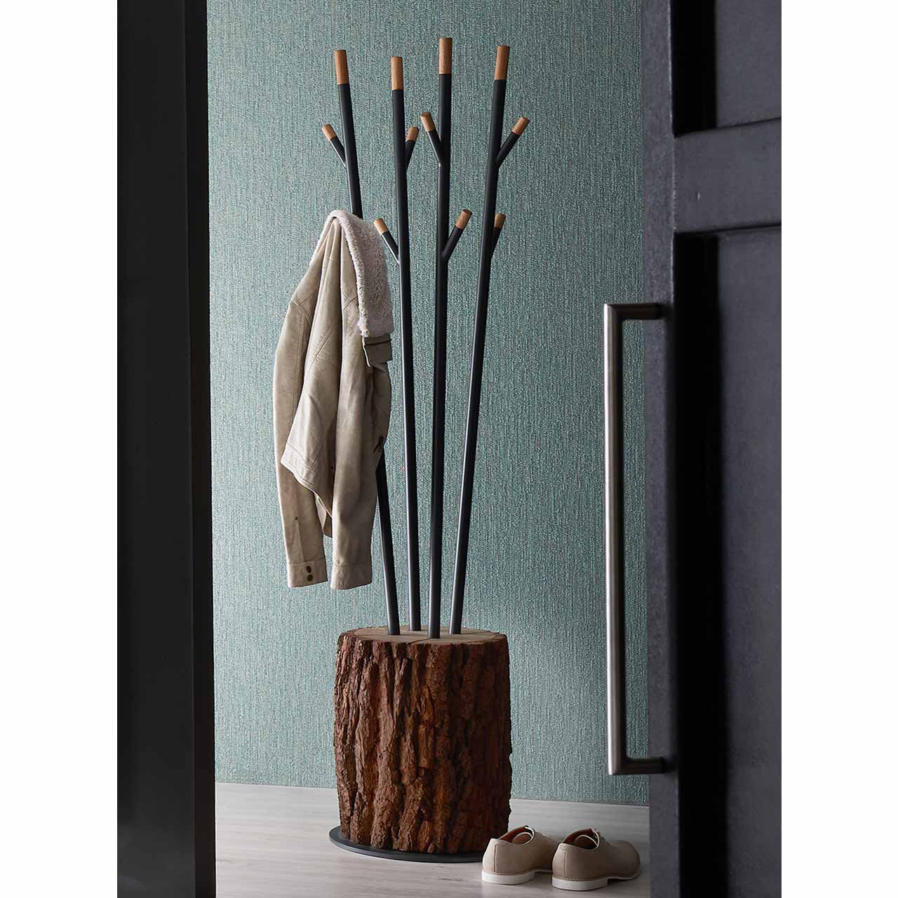 Hartmann SALVO Garderoben - Garderobenbaum 8550G-9059 Ausgefallener Kleiderständer in Form eines Baumes mit Baumstamm als Standfuß und fünf langen Metallstangen mit Holz-Keiderhaken.