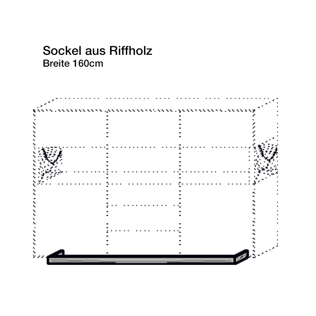 Strichzeichnung eines Highboards mit Sockel