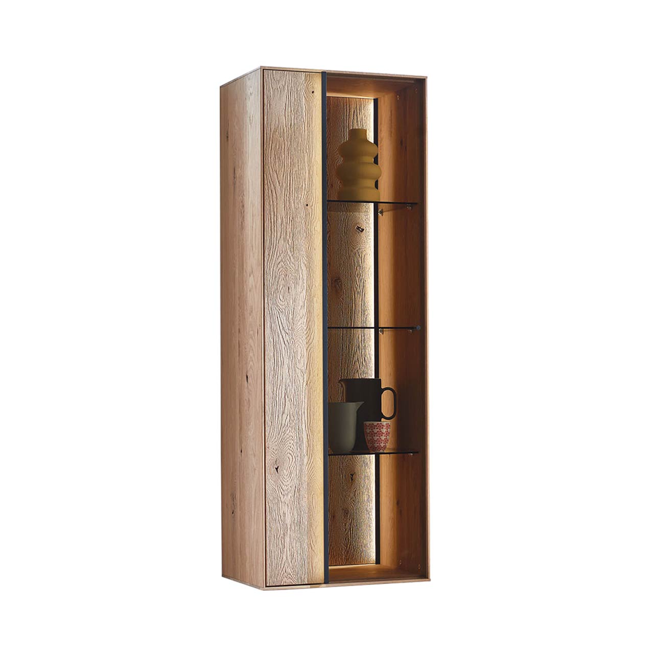 hartmann_ANEA_8530-8051.li_haengevitrine Hängeschrank aus massiver Kerneiche Natur mit Glastür