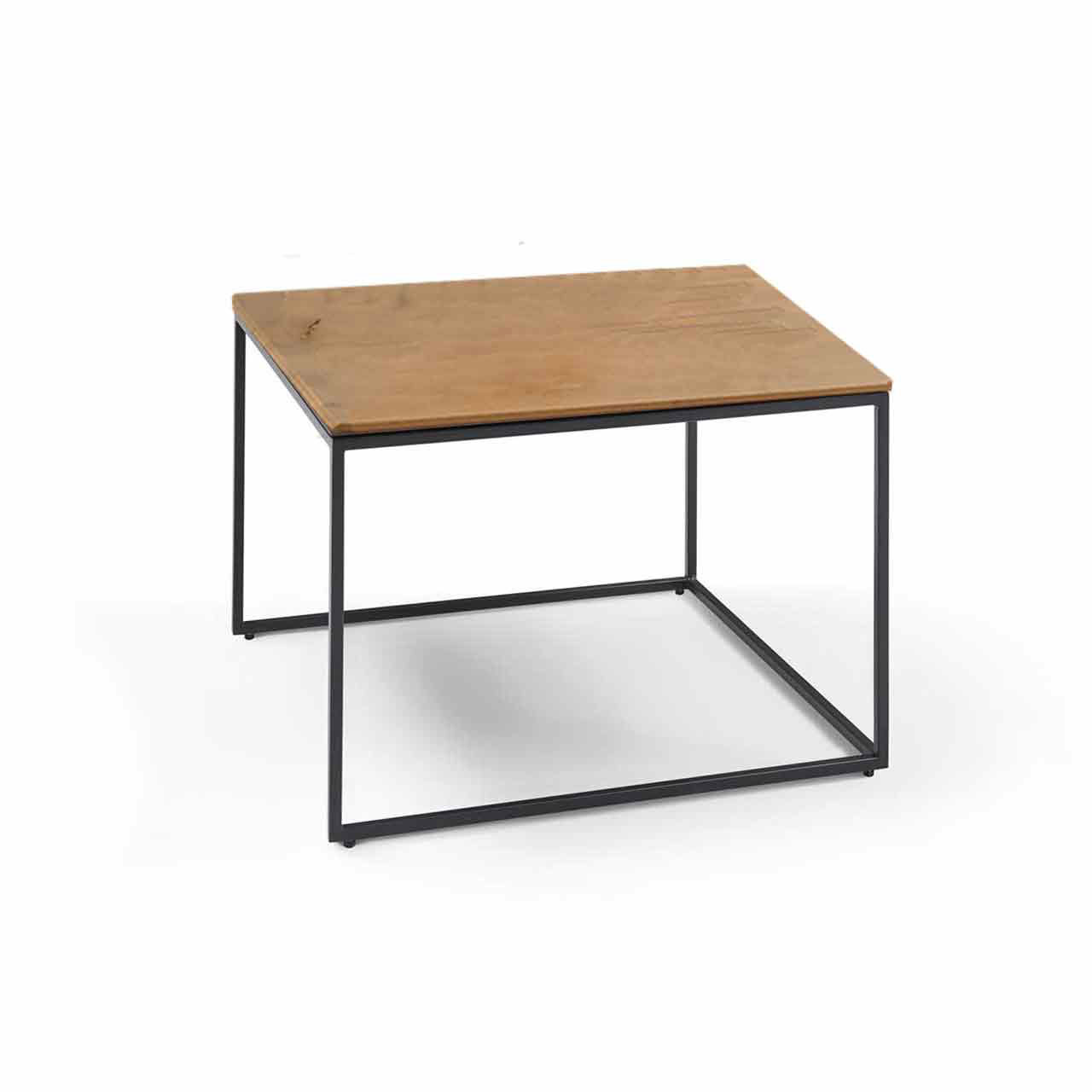hartmann_ANEA_8530-1420_beistelltisch Quadratischer Beistelltisch mit Holzplatte auf schlichtem Metallgestell in schwarz