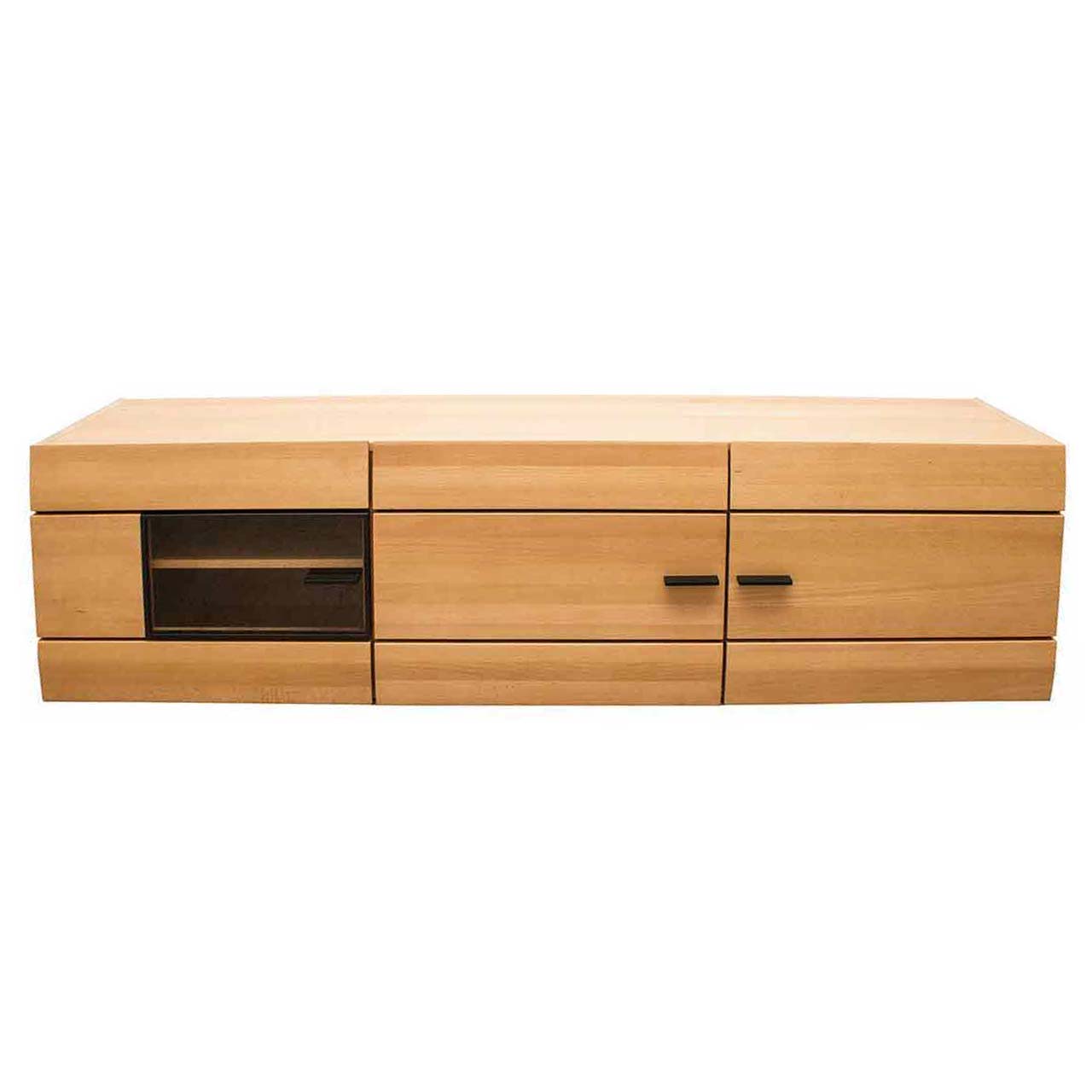 Hartmann SALE Möbel - ZENIT Hängeschrank 4750-3260 / Front-Ansich Hängeschrank aus massiver Buche mit zwei Doppel-Holztüren und einer Holz-/Glastür links in dunklem Parsolglas Bronze.