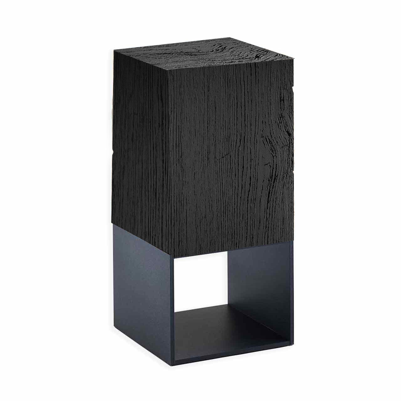 Hartmann NATURSTÜCKE - Beistelltisch 9660-1016 Quadratischer Beistelltisch mit massivem Aufsatzblock aus Kernesche anthrazit und dunklem Metallgestell, das auch als Ablage nutzbar ist.