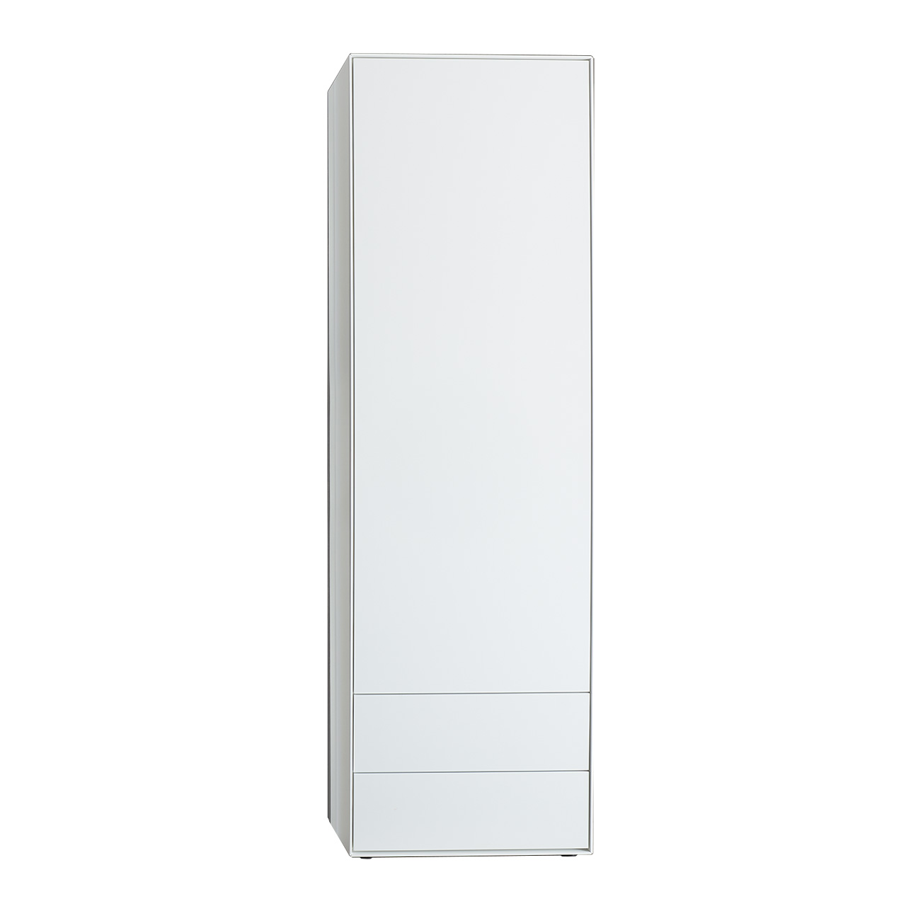 Hartmann SALVO Garderoben - Stauraumschrank 8550G-0062 re. - Türanschlag rechts - Kernbirke Lack weiß Klassischer Hochschrank aus massiver Kernbirke weiß lackiert, mit einer Holztür und zwei Schubkästen unten.