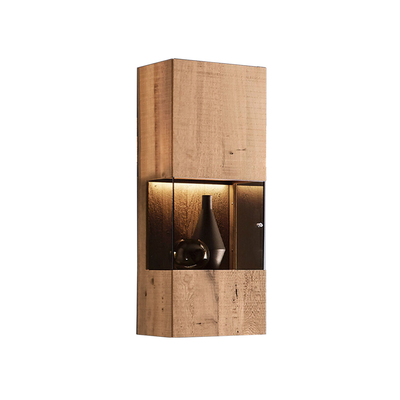 hartmann_BENJO_7220W-6033li_haengevitrine Hängevitrine aus massiver Kerneiche mit Glasausschnitt