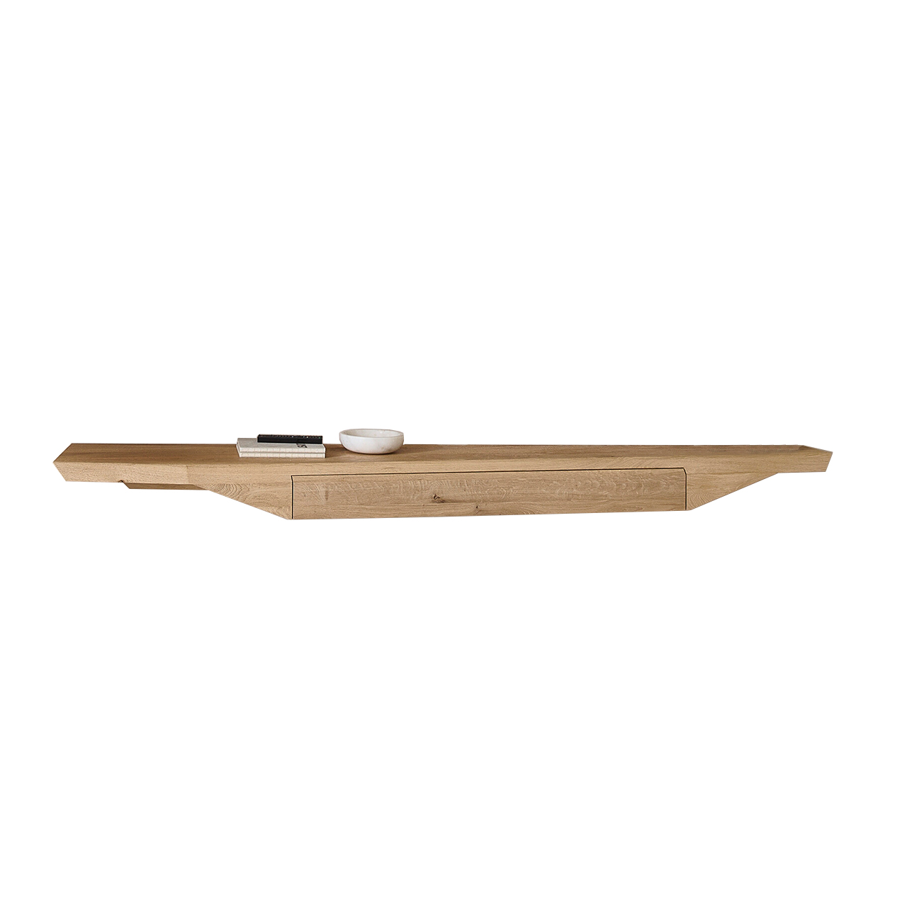 Hartmann Möbel SVEA - Lowboard 8660-1242 - Kerneiche Natur mit Riffholzoberfläche Modernes Hängelowboard aus massivem Riffholz im asymmetrischem Design mit praktischem Schubkasten - Breite 236cm.