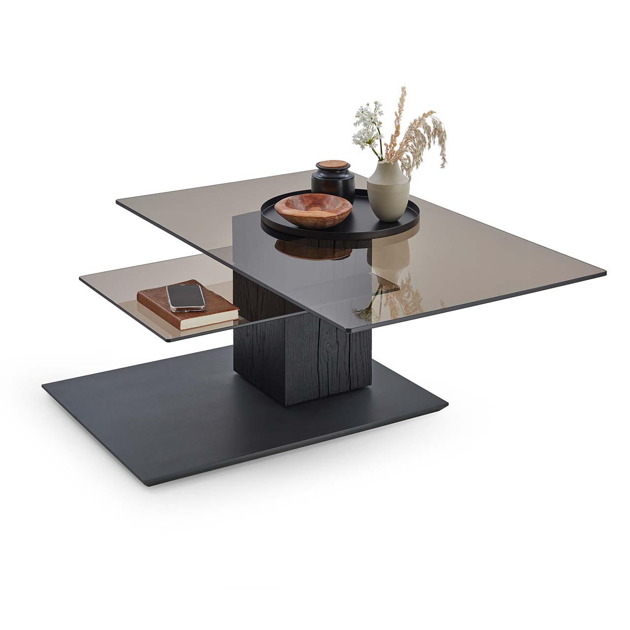 Couchtisch mit drehbarer Glasplatte