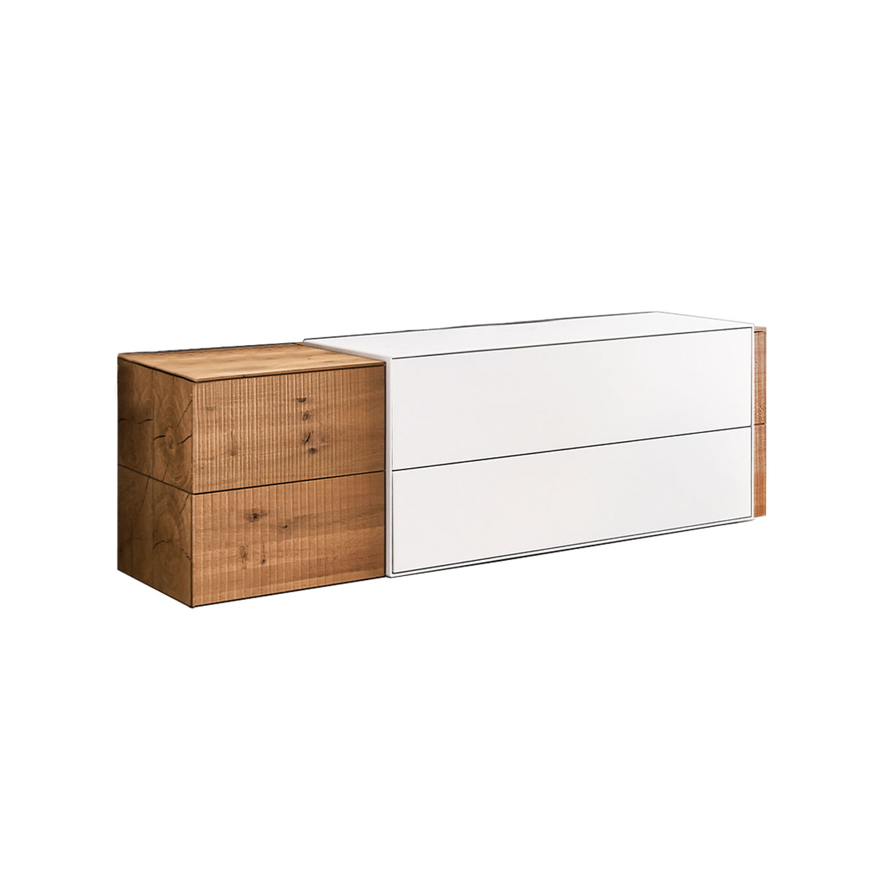 Lowboard aus massivem Holz mit Lack weiß