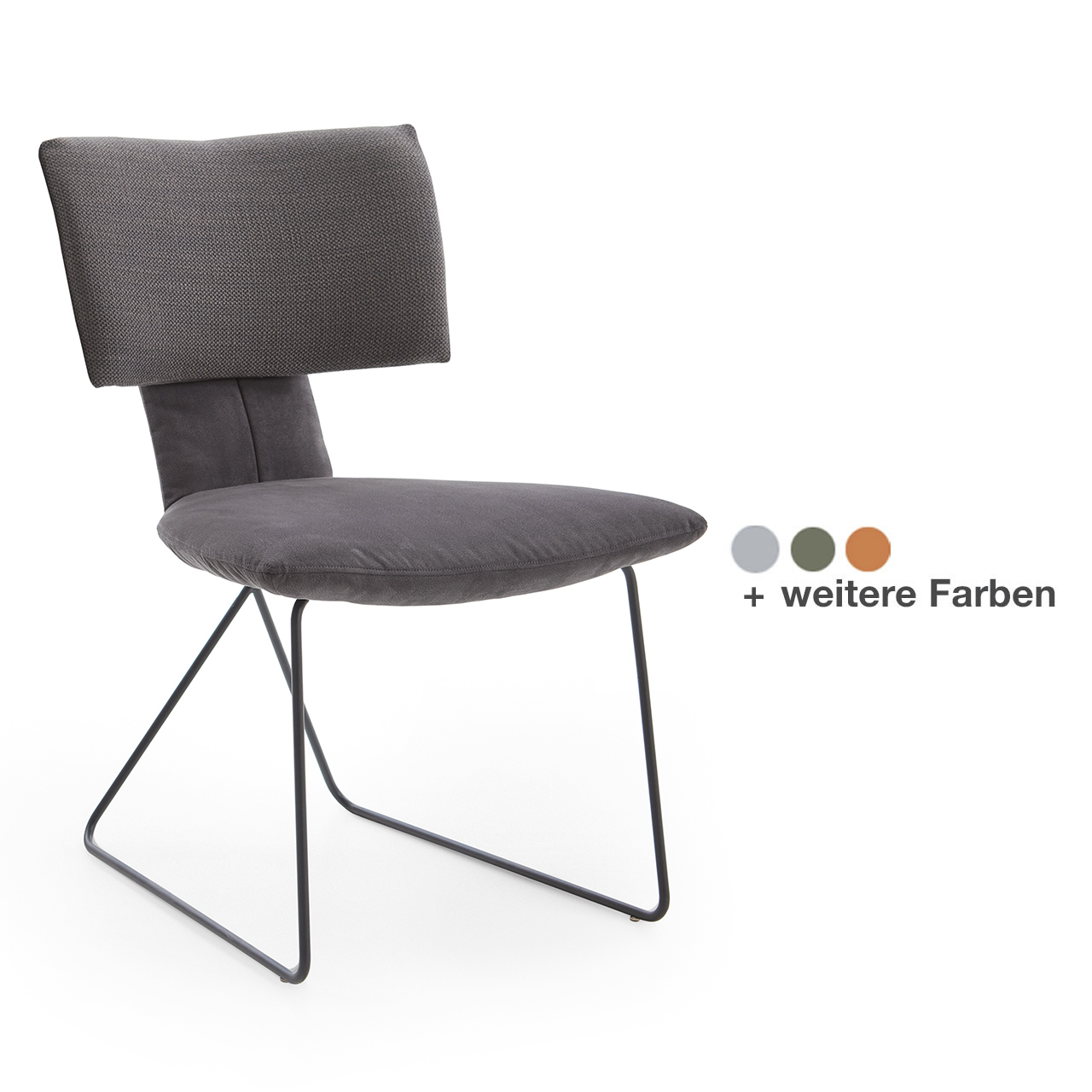 Hartmann Esszimmer-Möbel SVEA - Stuhl Ella 8660-1705 mit Drahtgestell, Bezug anthrazit Moderner Esszimmerstuhl ohne Lehnen in anthrazitfarbenem Stoffbezug mit extra breiter gepolsterter Schulter/Rückenpartie und filigranem Drahtgestell in Anthraz