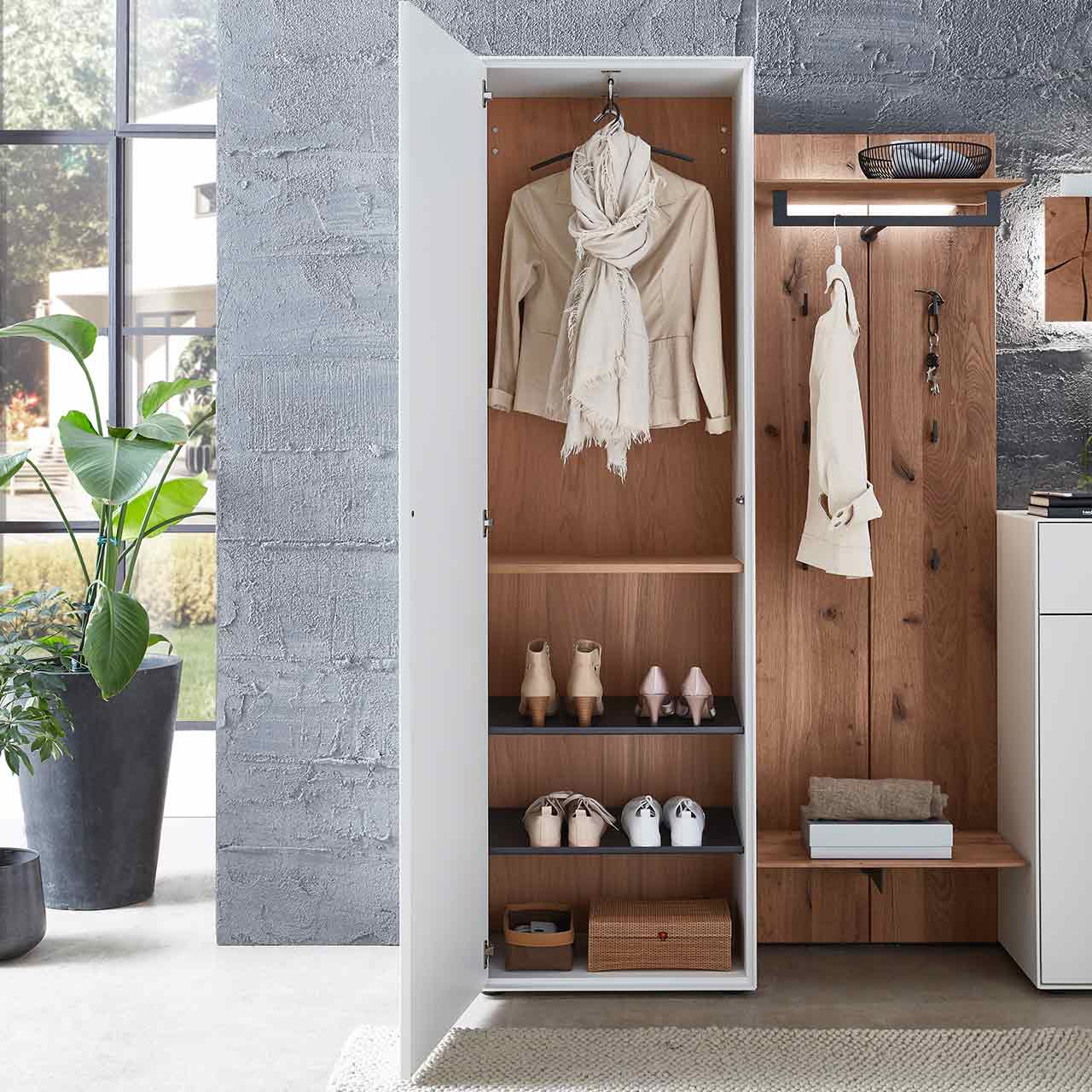 Velko-7240G-0069Wli_Stauraumschrank_detail_open_ Hartmann Garderobe VELKO - 7240G Kombi Nr. 118 - Stauraumschrank 0069W li.