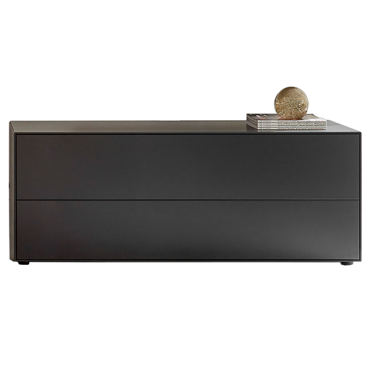 Modernes Lowboard aus massiver Birke anthrazit lackiert mit Doppelschubkasten und Klappe.