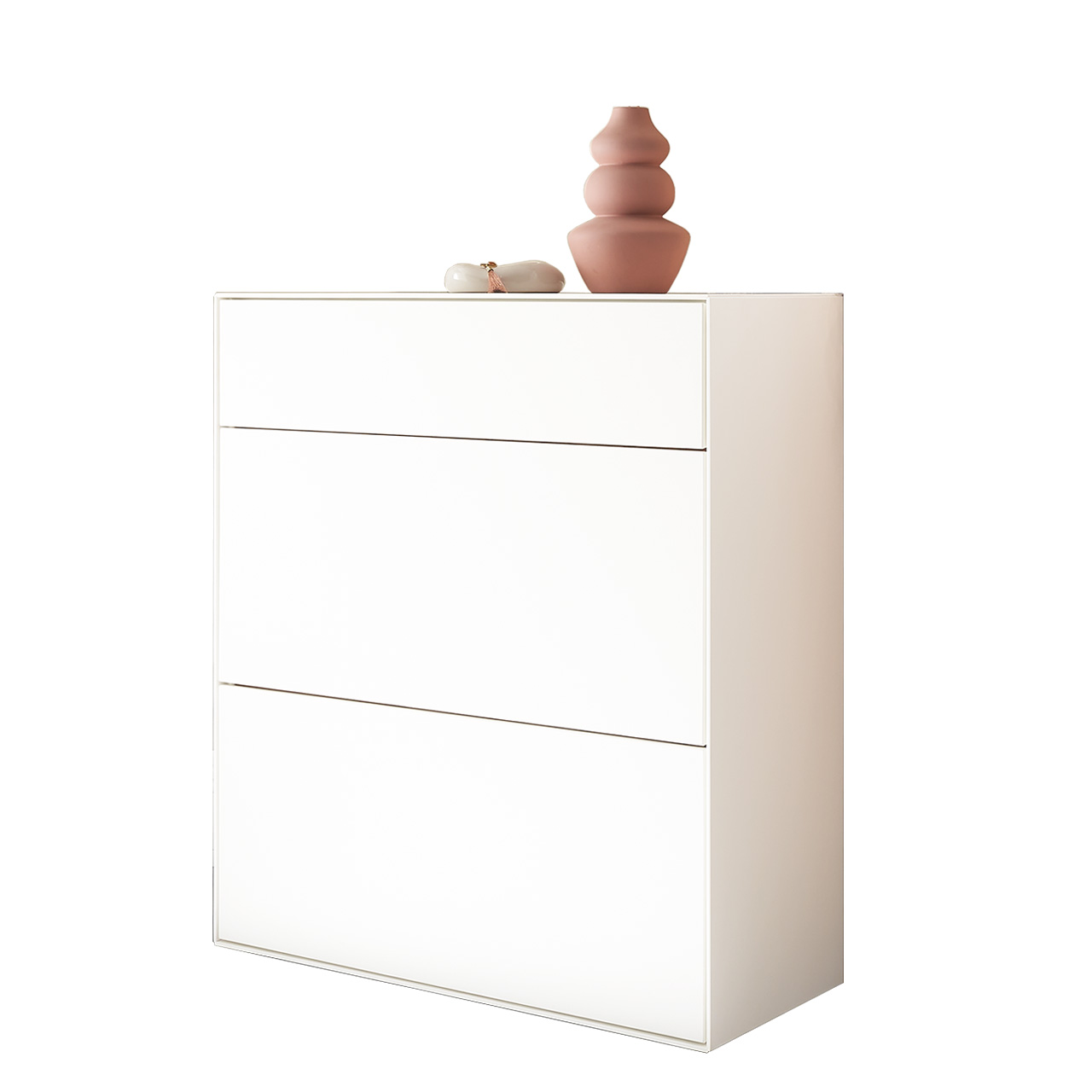 Hartmann SALVO Garderoben - Stauraumschrank 8550G-5091 - Kernbirke weiß Lack Moderner Stauraumschrank aus massiver Kernbirke in Lack weiß mit einem Schubkasten und zwei Klappen - Breite 88cm.