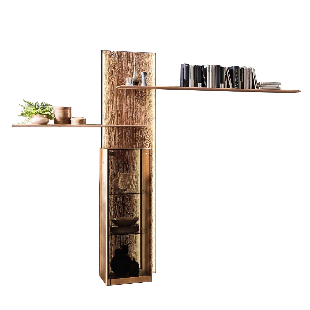 hartmann_BENJO_7220W-0271_wandpaneel.mit.standvitrine Holzpaneel mit integrierter Vitrine