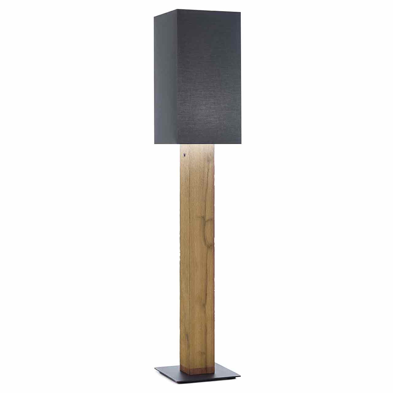 Hartmann NATURSTÜCKE - Stehlampe 7160-1053 Moderne Stehleuchte mit rechteckigem Stoffschirm in Anthrazit und langem, massivem Standfuß aus Kerneiche.