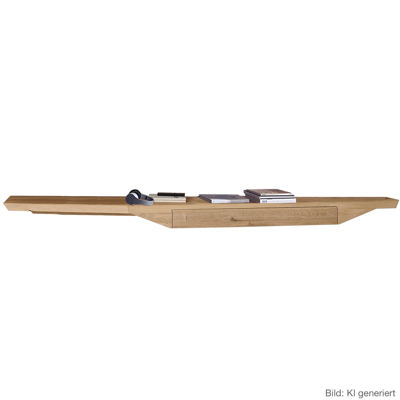 Hartmann Möbel SVEA - Lowboard 8660-1332 - Kerneiche Natur mit Riffholzoberfläche Modernes Hängelowboard aus massivem Riffholz im asymmetrischem Design mit praktischem Schubkasten - Breite 327cm.