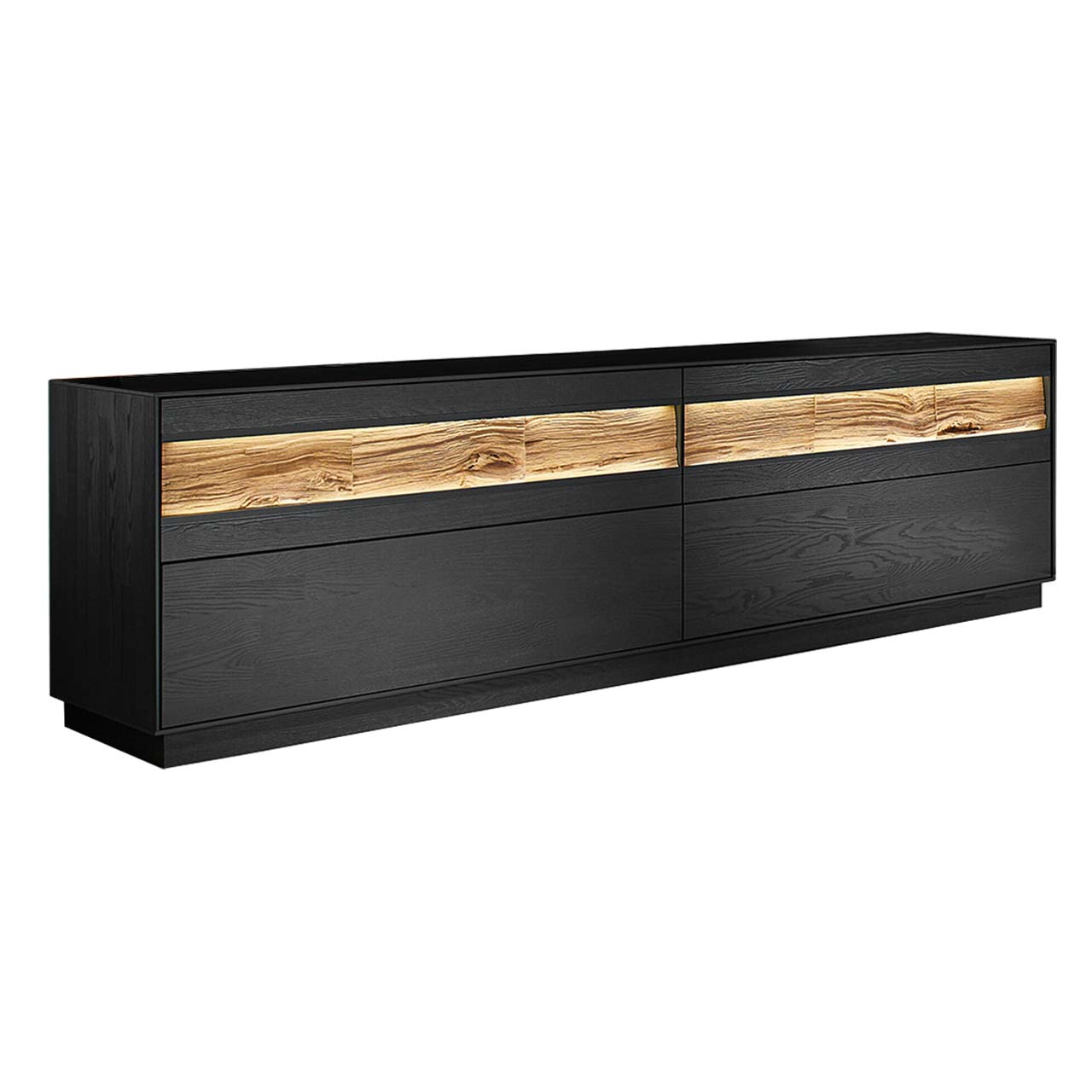 HM_KILVA_9610-3217_Lowboard_1280x1280 Modernes Sideboard aus massiver Kernesche anthrazit mit Spaltholz-Akzent