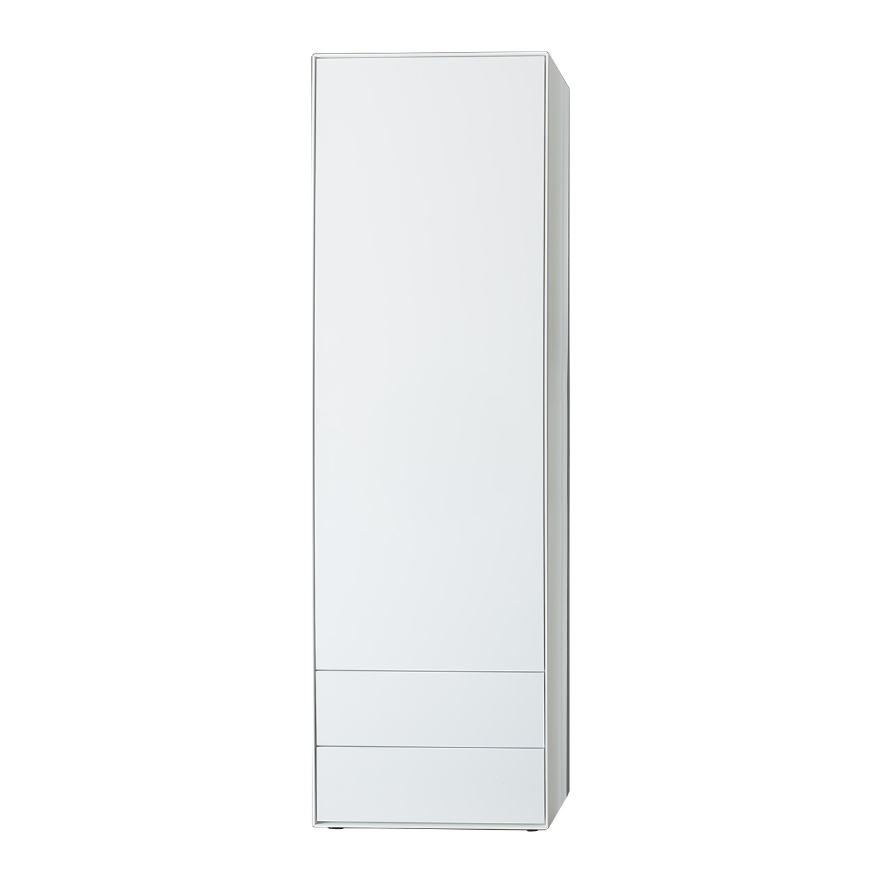 Hartmann SALVO Garderoben - Stauraumschrank 8550G-0061 li. - Türanschlag links - Kernbirke Lack weiß Klassischer Hochschrank aus massiver Kernbirke weiß lackiert, mit einer Holztür und zwei Schubkästen unten.