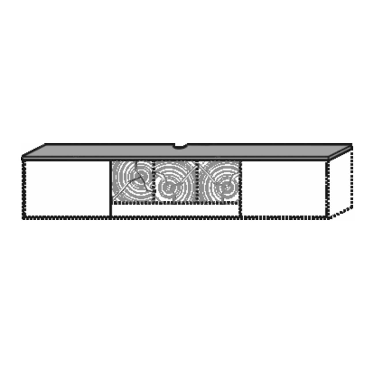 Hartmann CAYA - Kabeldurchlass 7170-108 Strichzeichnung eines Lowboards mit Holzmaserung auf der Front und Deckelplatte mit Kabeldurchlass