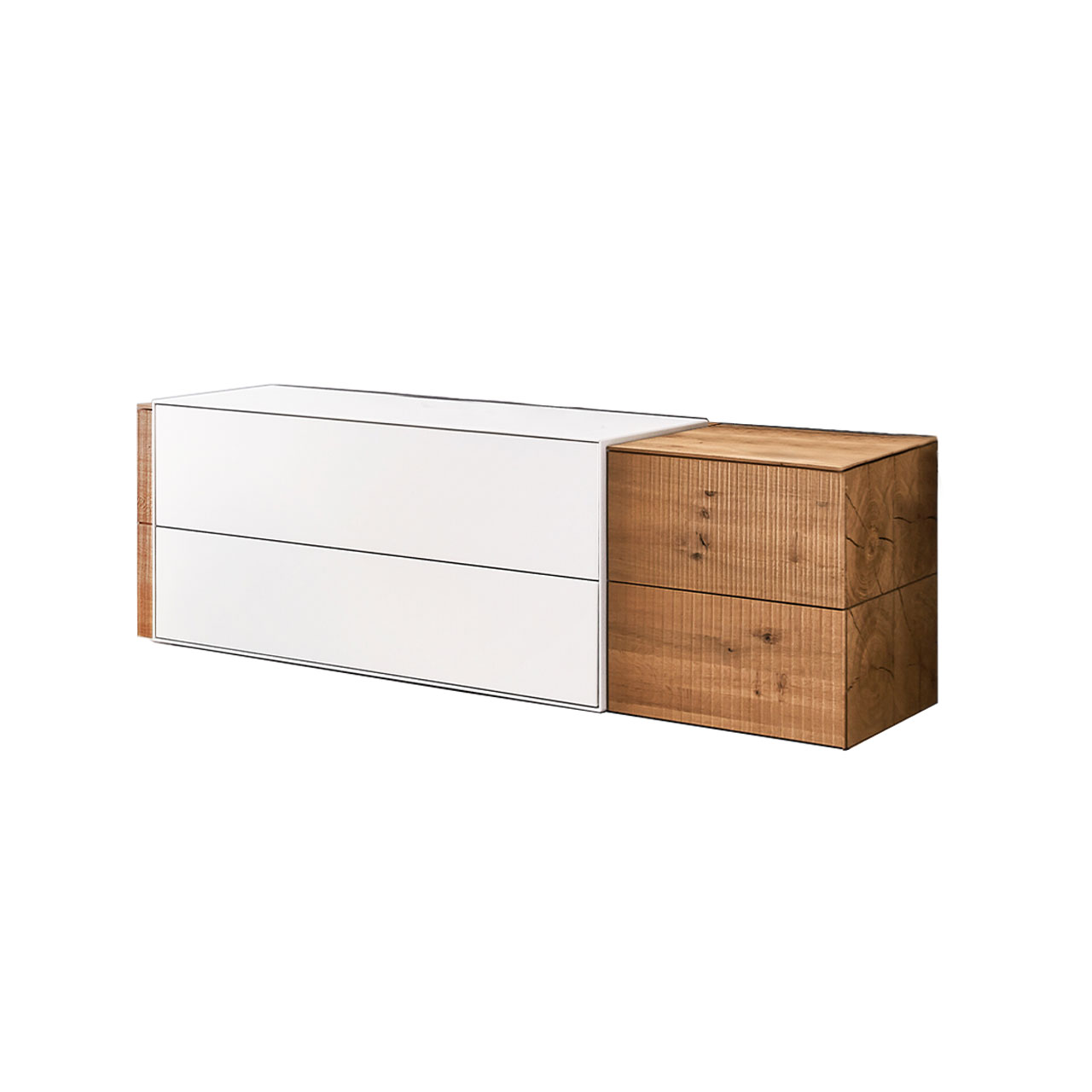 Lowboard aus massivem Holz mit Lack weiß