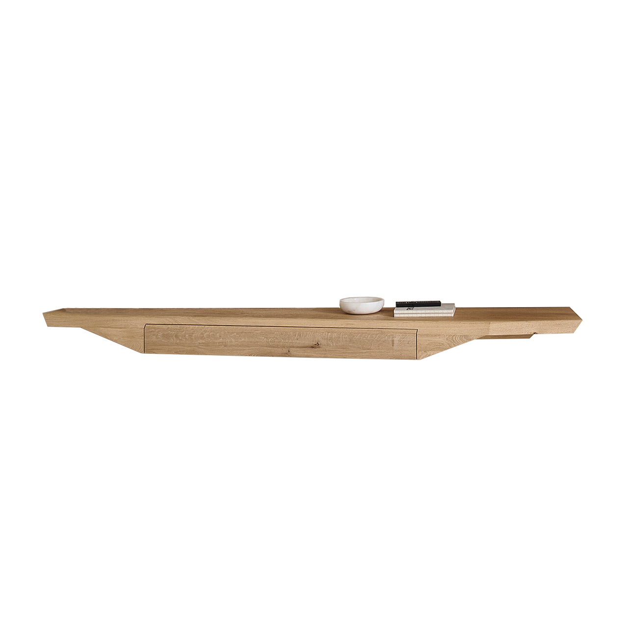 Hartmann Möbel SVEA - Lowboard 8660-1241 - Kerneiche Natur mit Riffholzoberfläche Modernes Hängelowboard aus massivem Riffholz im asymmetrischem Design mit praktischem Schubkasten - Breite 236cm.