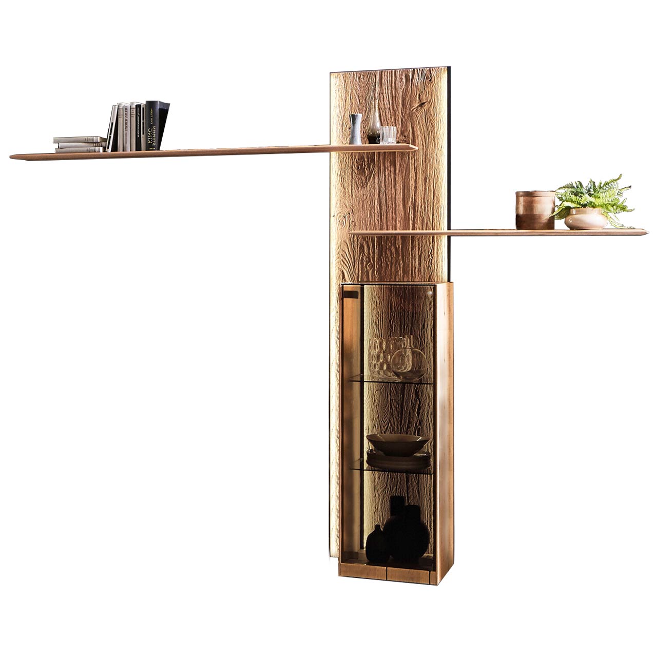 hartmann_BENJO_7220W-0272_wandpaneel.mit.standvitrine Holzpaneel mit integrierter Vitrine