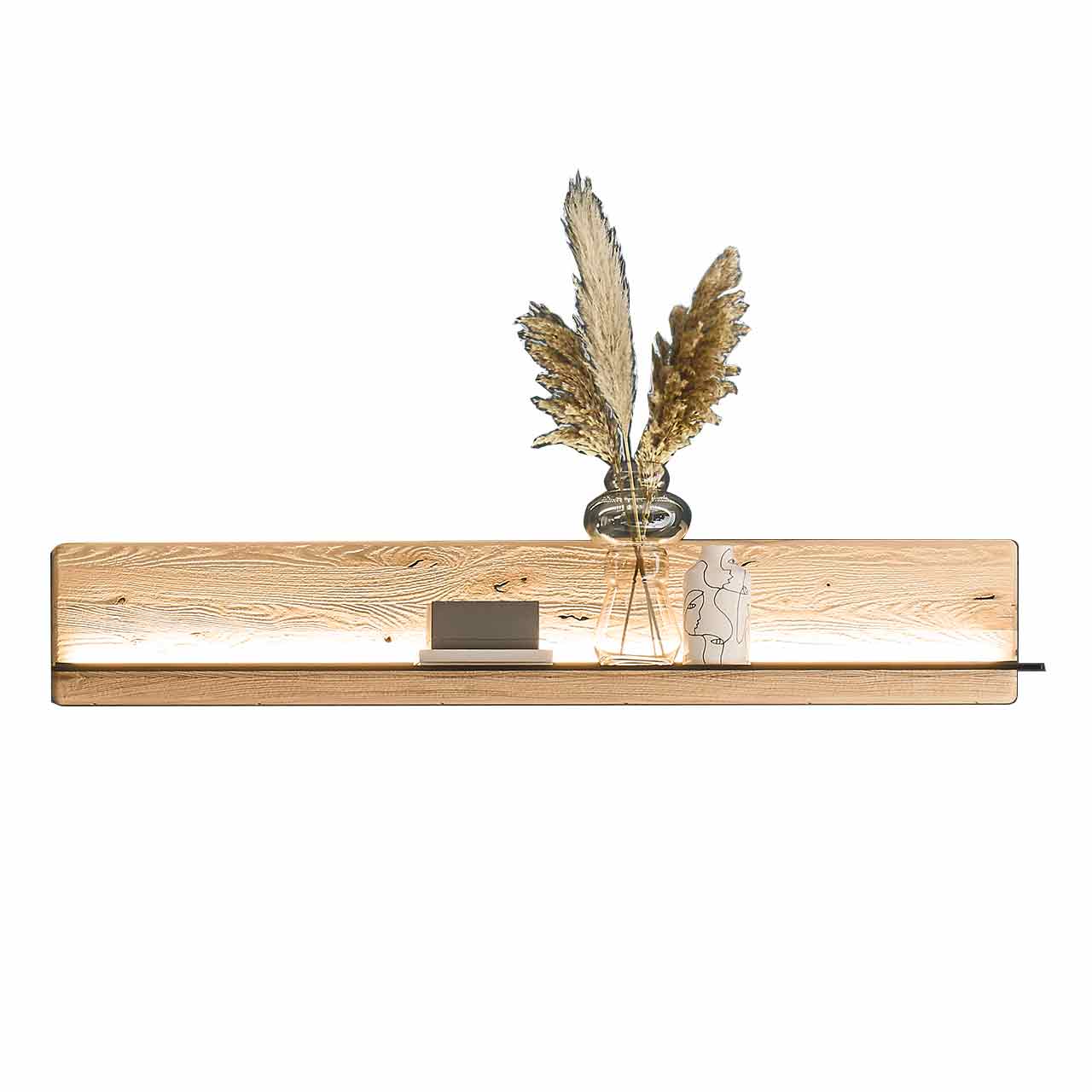 Hartmann KNUD 5580-2162 Paneel Beleuchtetes Wandpaneel aus massiver Riffbuche mit Glasboden, ca.168cm breit.