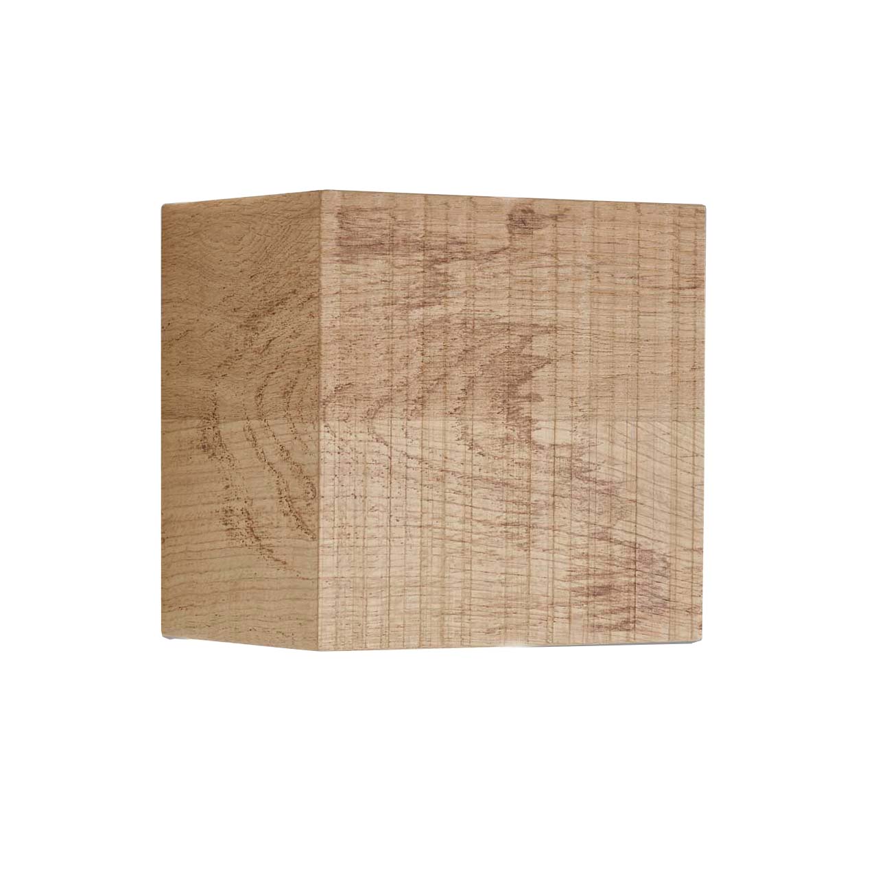Quadratische Wandlampen mit Holzkorpus aus massiver Riffeiche.