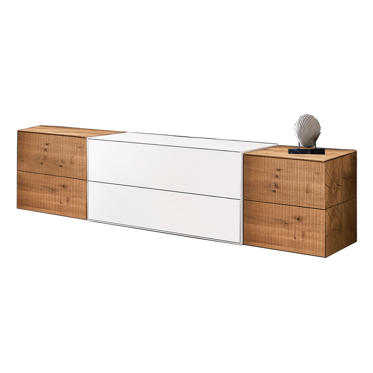 Lowboard aus massivem Holz mit Lack weiß
