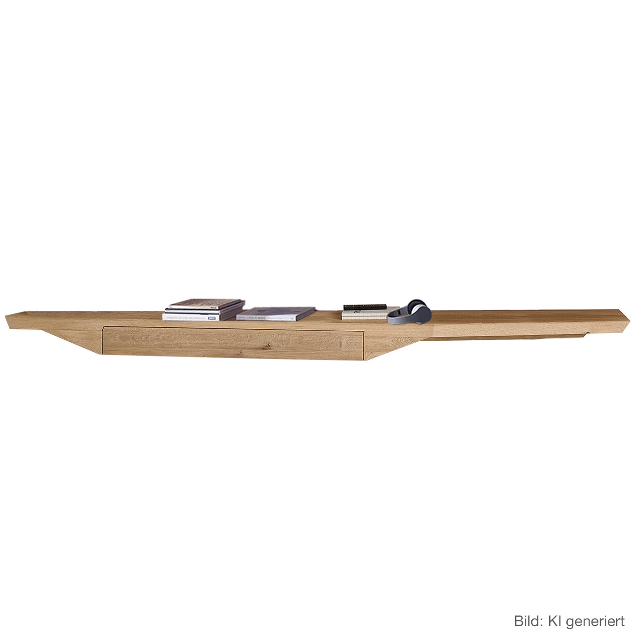 Hartmann Möbel SVEA - Lowboard 8660-1331 - Kerneiche Natur mit Riffholzoberfläche Modernes Hängelowboard aus massivem Riffholz im asymmetrischem Design mit praktischem Schubkasten - Breite 327cm.