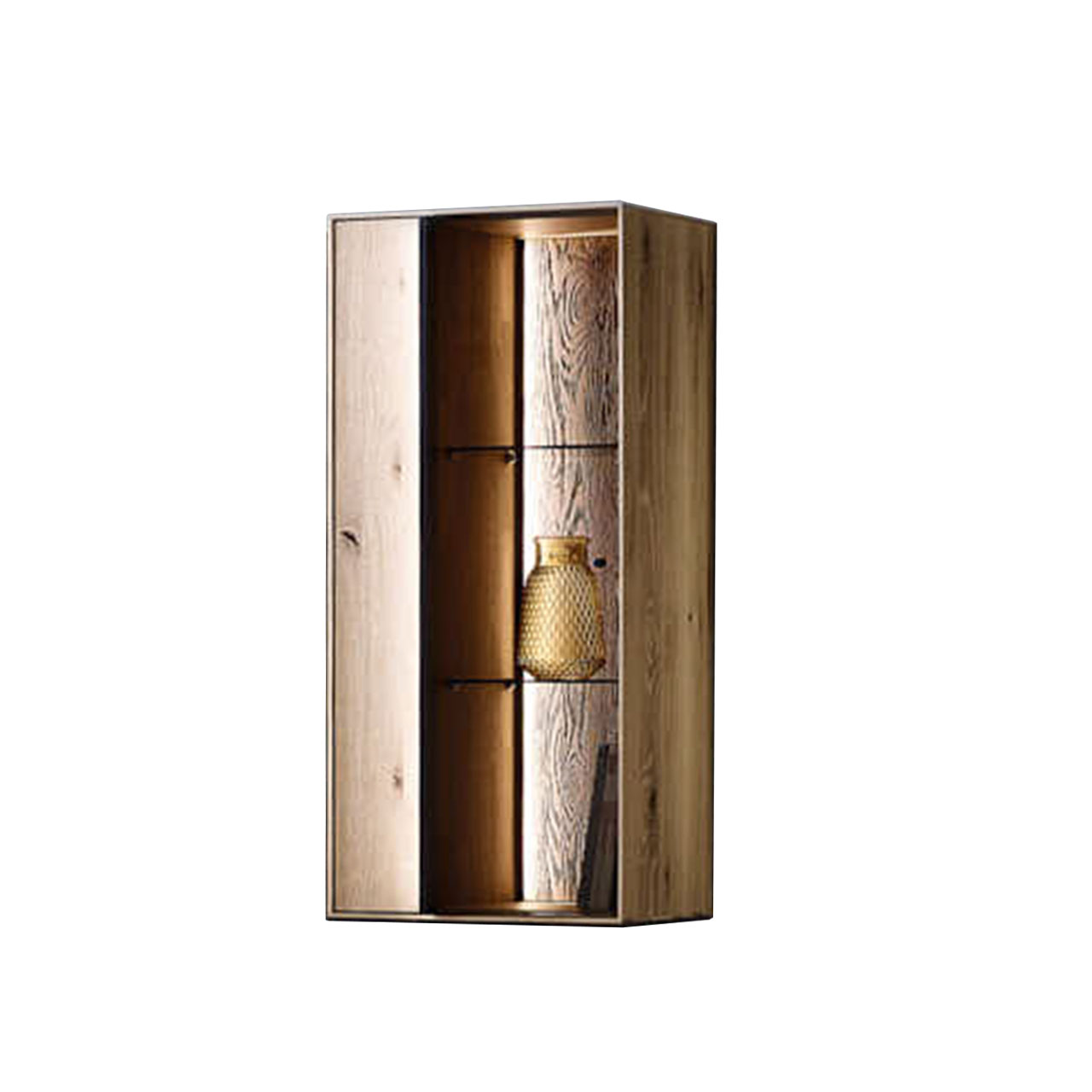 hartmann_ANEA_8530-6051li_haengevitrine Hängeschrank aus massiver Kerneiche Natur mit Glastür