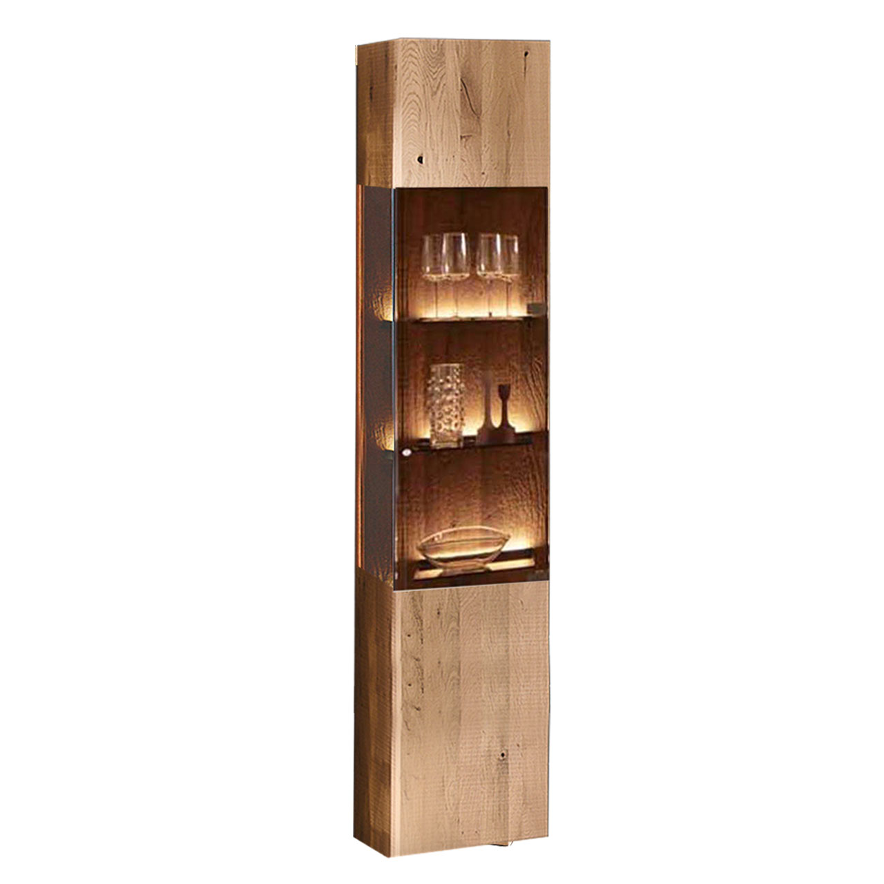 hartmann_BENJO_7220W-0042.re_standvitrine Hochvitrine aus massivem Holz und edlem Glas