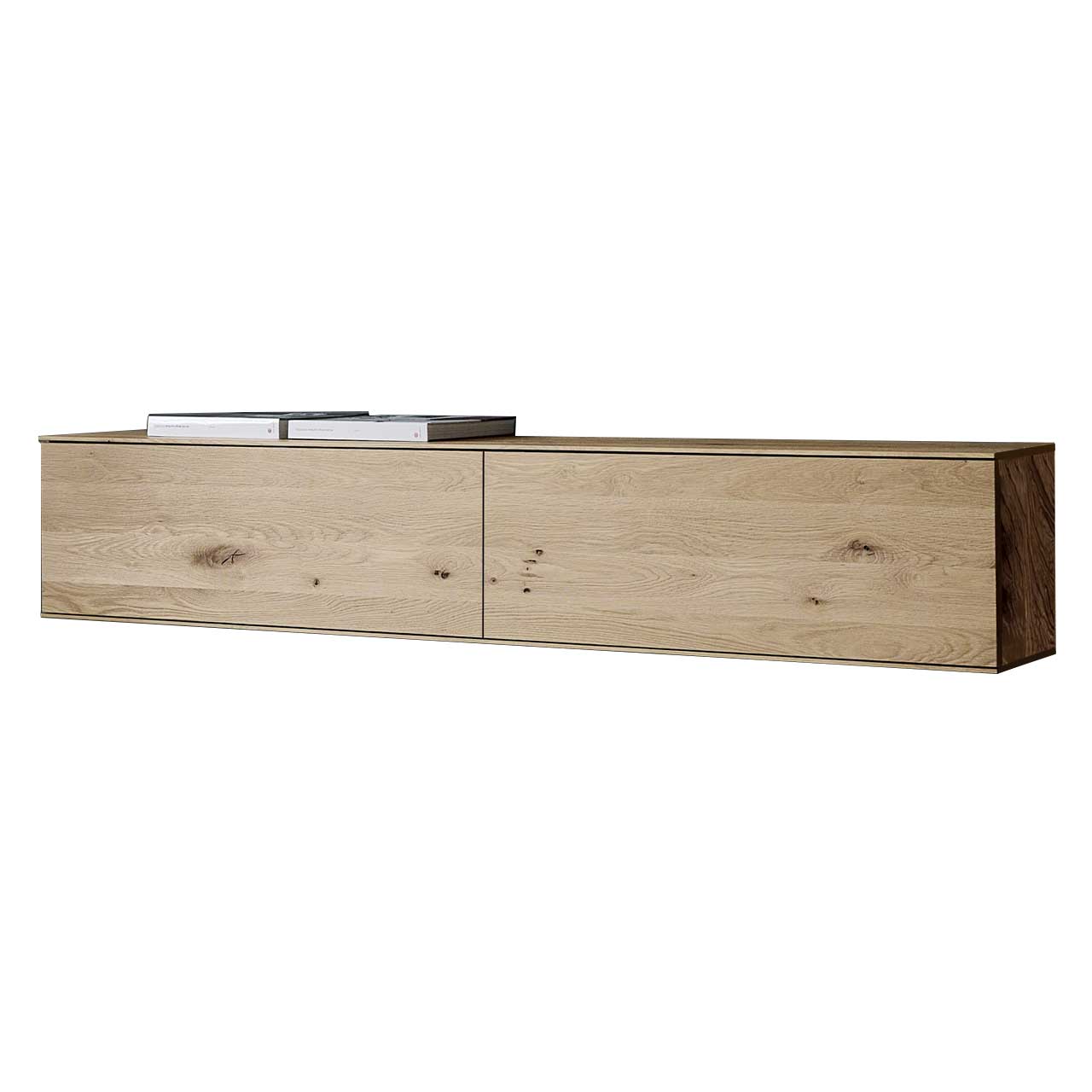 LINEA Leonardo Living - Hänge-Lowboard 8540-2191 Schlichtes Hängelowboard aus massiver Kerneiche Natur mit zwei Klappen.