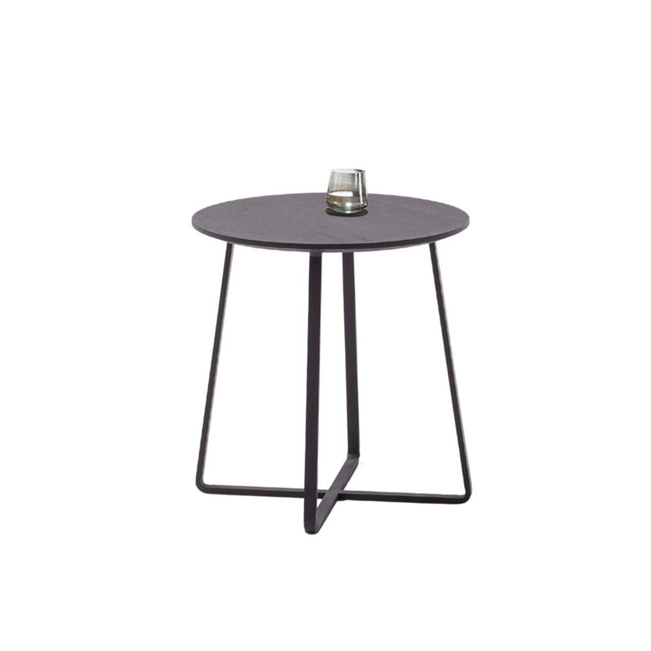Hartmann NATURWERKE - Couchtisch 9600C-1441 Moderner Beistelltisch mit runder Tischplatte aus Kerneiche anthrazit und und anthrazitfarbenem Metallgestell.