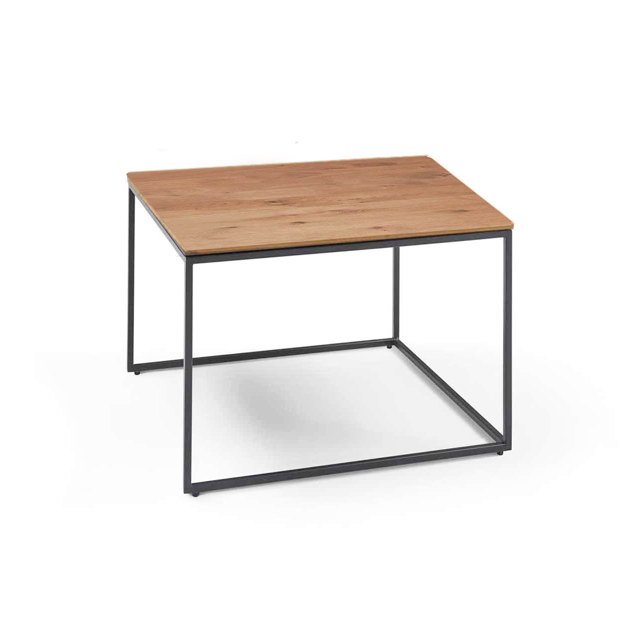 Hartmann TORIDO - Couchtisch 7270-1420 - quadratisch Moderner Couchtisch mit quadratischer Tischplatte aus Kerneiche Umato und filigranem Metallgestell in Anthrazit.