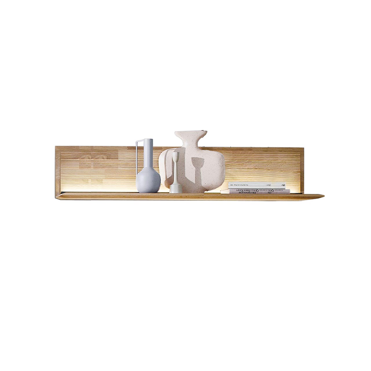 Hartmann VALA - Wandpaneel 8640-1134 - Kerneiche Natur geschoppt Modernes Wandregal aus massivem Holz mit geschroppter Rückwand und Holzablageboden - Breite 139cm.