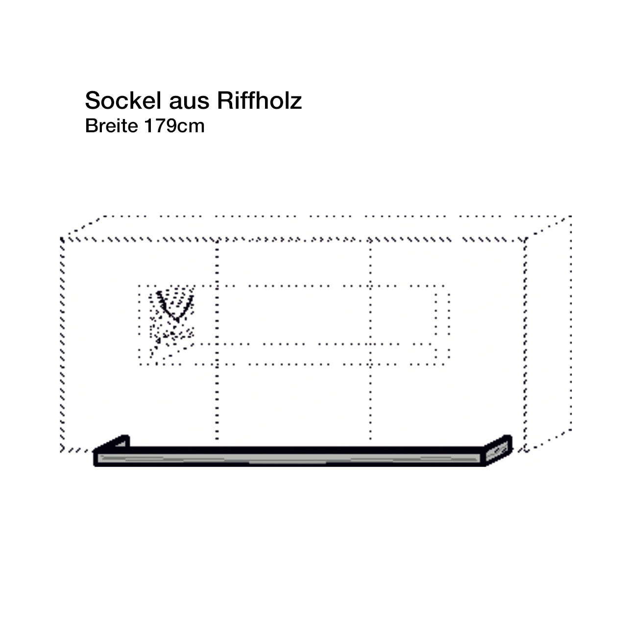Strichzeichnung eines Sideboards mit Sockel
