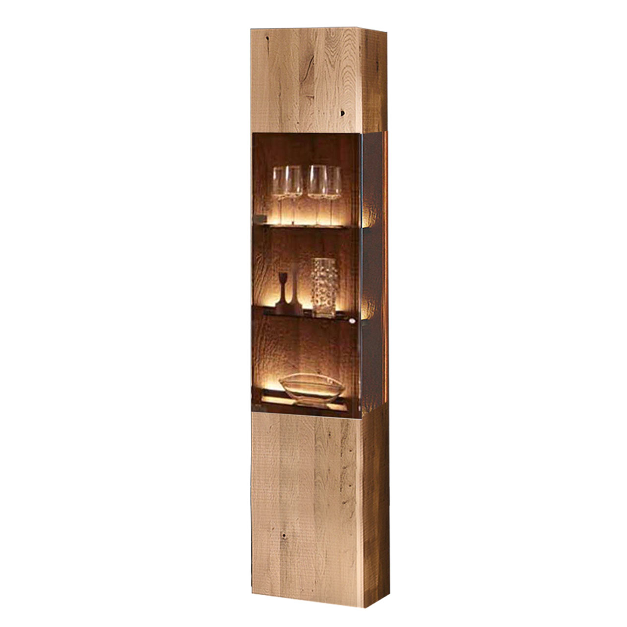 hartmann_BENJO_7220W-0041.li_standvitrine Hochvitrine aus massivem Holz und edlem Glas